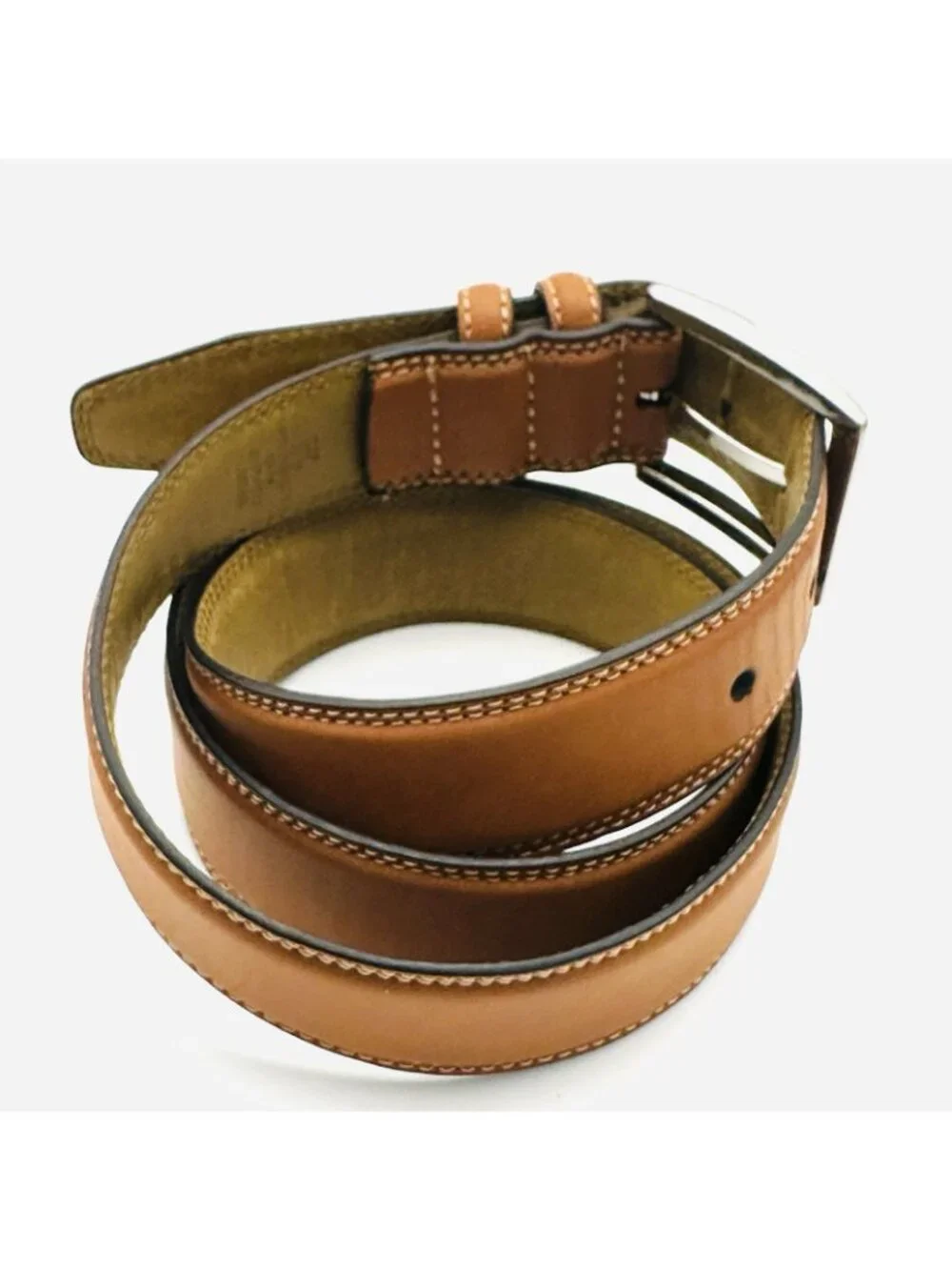 New Brown Belt Men’s 38” x 1.25” Faux Leather Bohemian Silver Toned Buckle